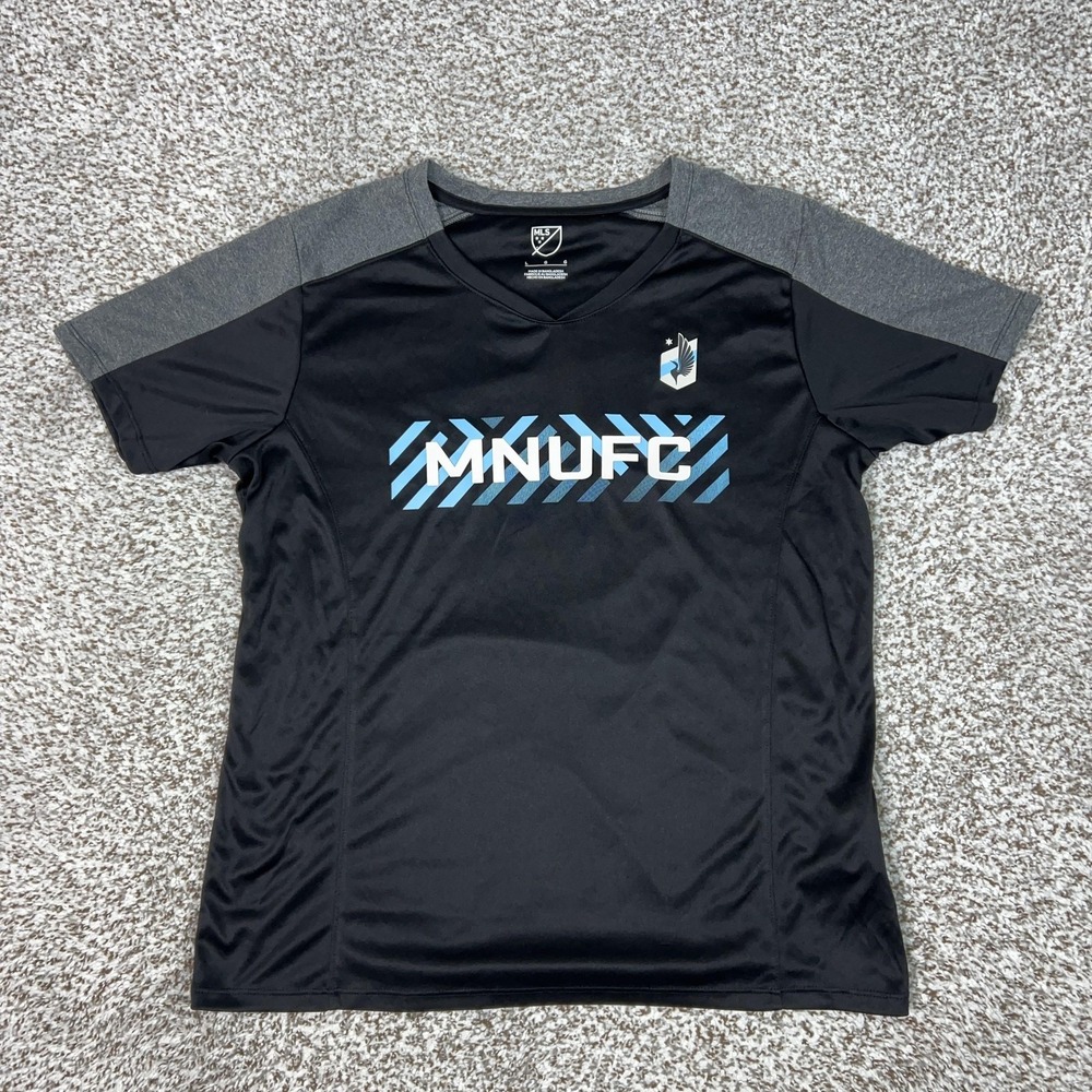 Minnesota United FC Shirt Womens Large Black Gray MLS Soccer MNUFC Training